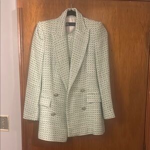 Zara Mint Green Textured Blazer